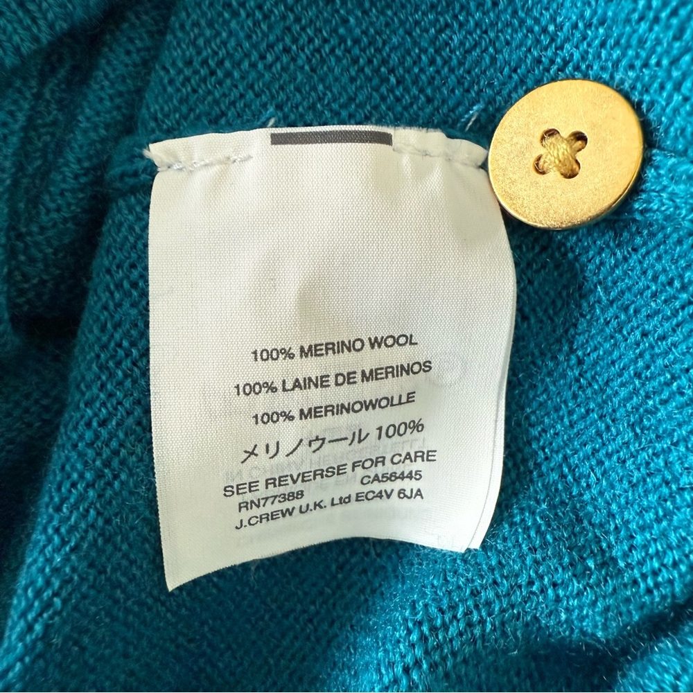 J. Crew 100% Merino Wool Button-Up V-neck Cardigan Teal Size XS - Picture 4 of 7